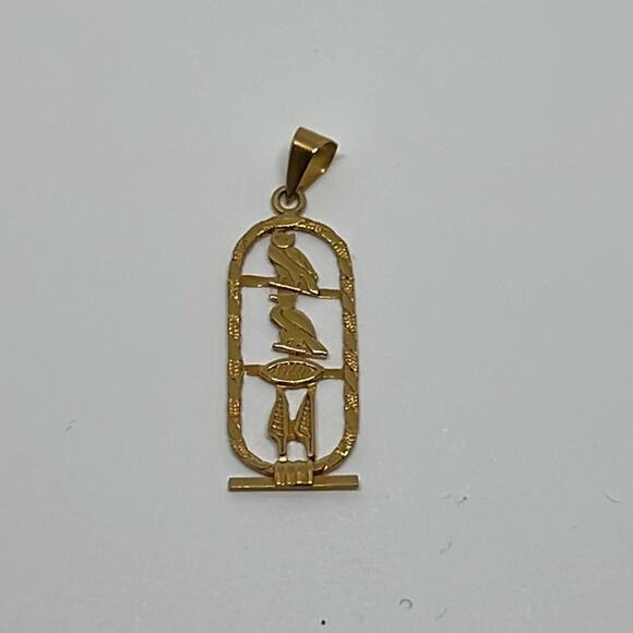 14k gold vintage Egyptian pennant hieroglyphics -“MARY” 1.5” tall, 1/2” wide - Picture 2 of 7